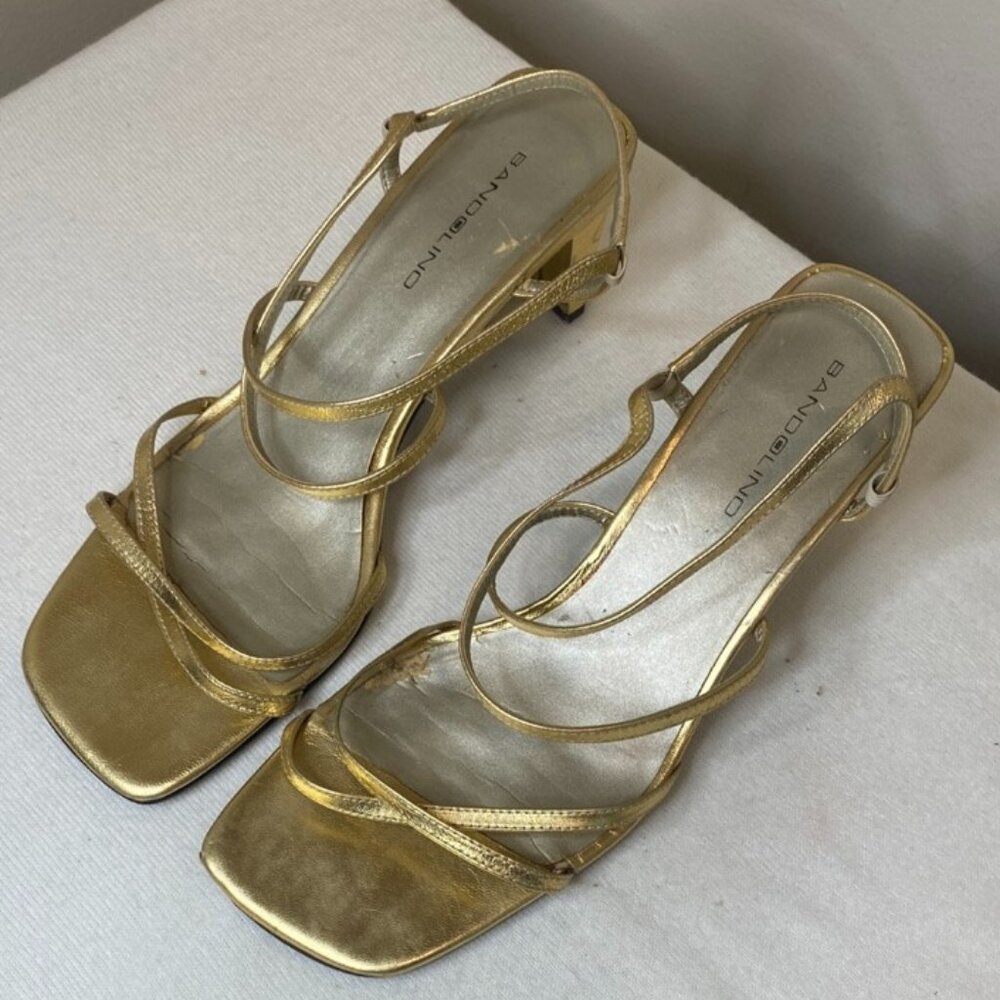 Bandolino Gold Low Heels Strapped Sandels